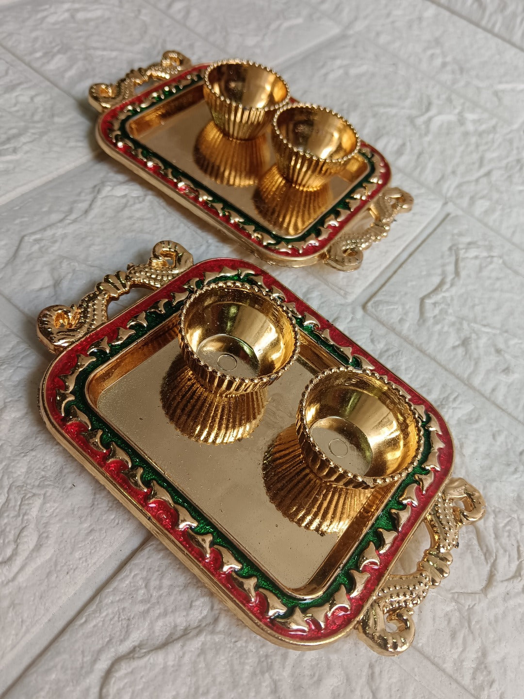 Nutts Decorative Ji Pooja Thali Traditional Festival Puja Plate for Diwali Navratri Housewarming Temple Rituals Home Decoration (PoojaP26-2)