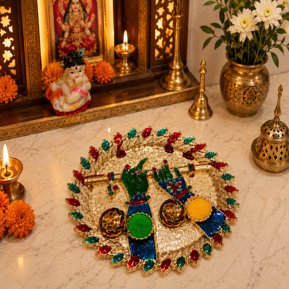 Nutts Decorative Pooja Traditional Bansuri Shaped Religious Festival Worship Elegant Mandir Puja Essentials Diwali Navratri Wedding Home Decor Sacred (PoojaP37-2)