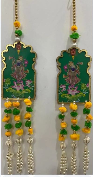 Cow Painting Latkan Hanging Diwali Decorations Wall Door Hanging Toran for Door Rajasthani Home Living Room Decoration (Pack of 2)