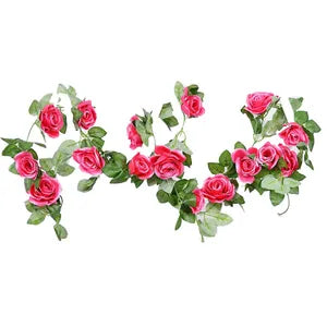 Pink Artificial Flower Vine Hanging Silk Rose Garland for Wedding Venue Backdrops Flower Walls Photo Background Bridal Showers Baby Showers and Event Decor