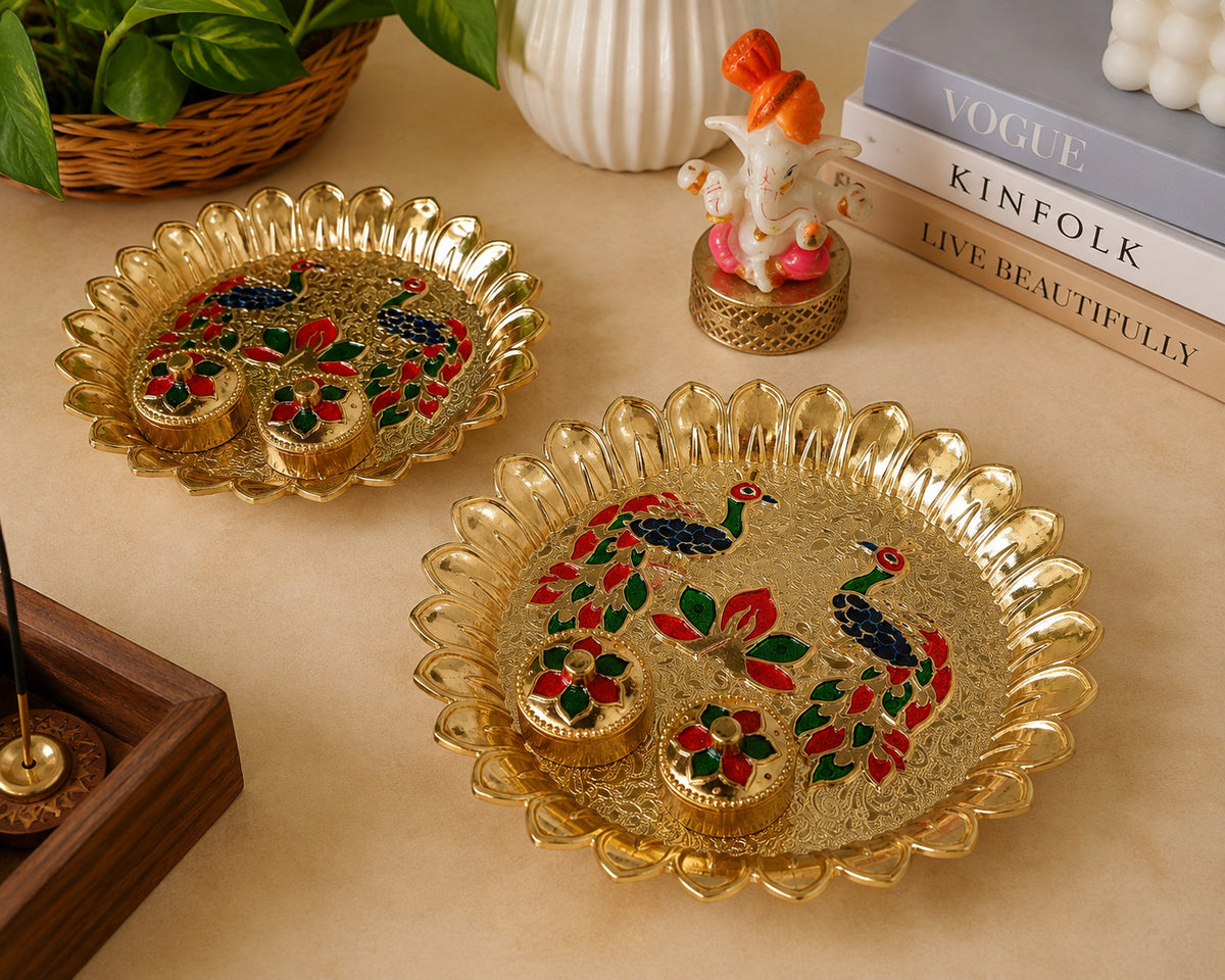 Nutts Decorative Pooja Traditional Religious Festival Worship Elegant Mandir Puja Essentials Diwali Navratri Wedding Home Decor Sacred (PoojaP33-2)