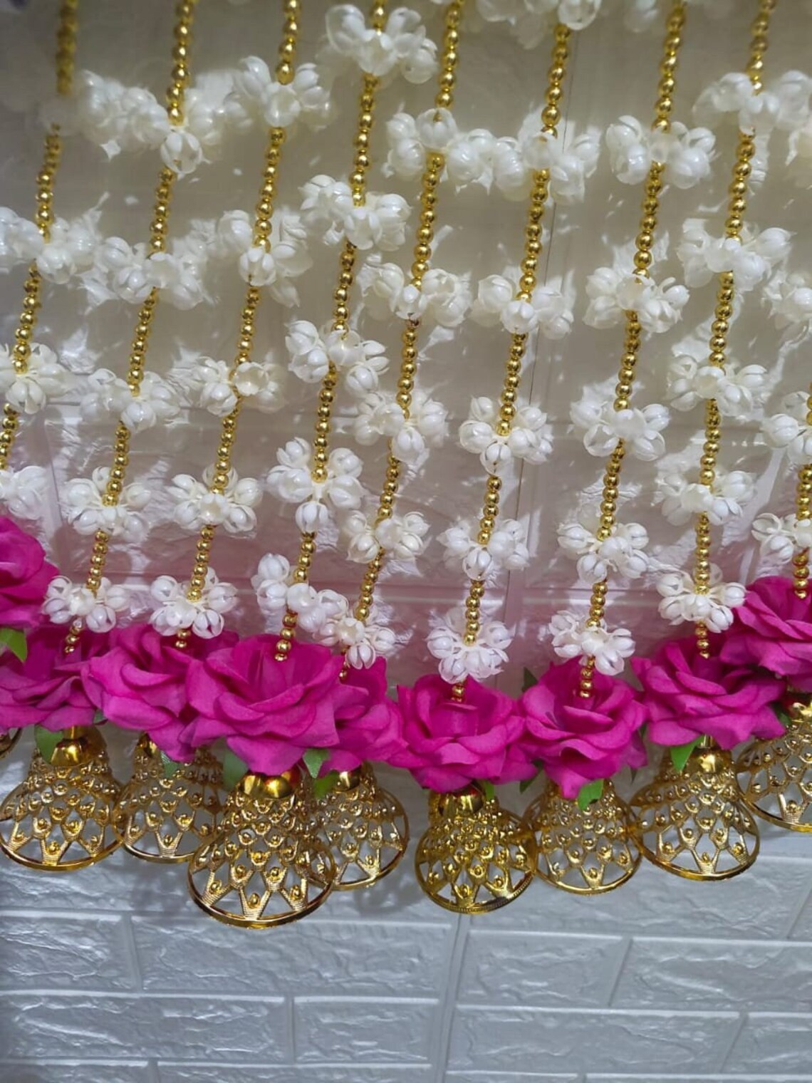Nutts Handmade Decorative Mogra Bell Beads Hanging | Traditional Mogrra Hanging for Festival Decoration | Toran for Home Decor (MOGRAH05)