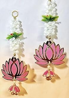 Nutts Mogra with,Cardboard Lotus Jhumki,String for Home Decoration,Ganesh Chaturthi & All Festival Decor (Lotus 6)