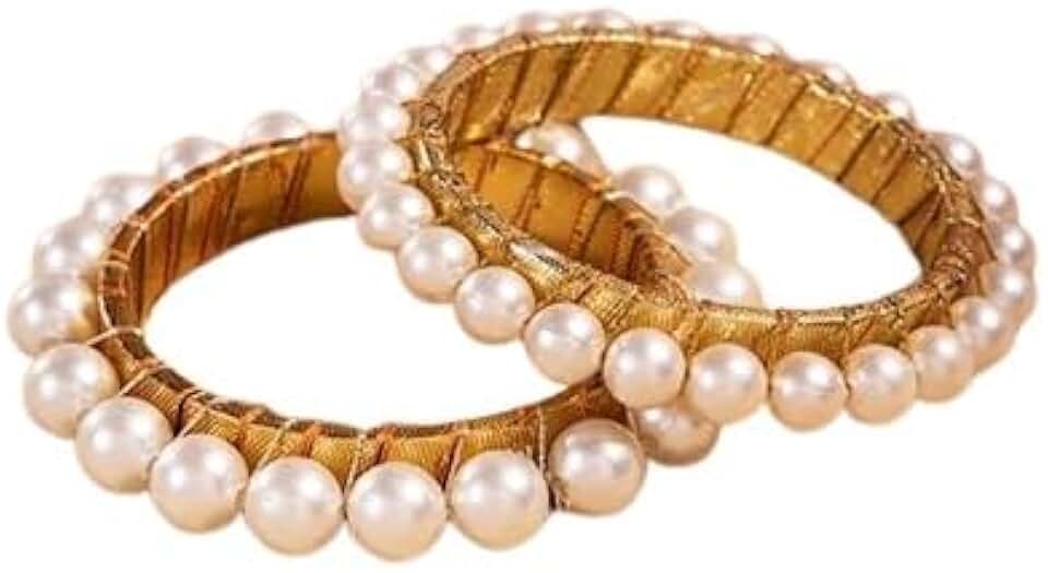 Gold And White Pearl Embellished Bangles, Art & Craft Bangles,