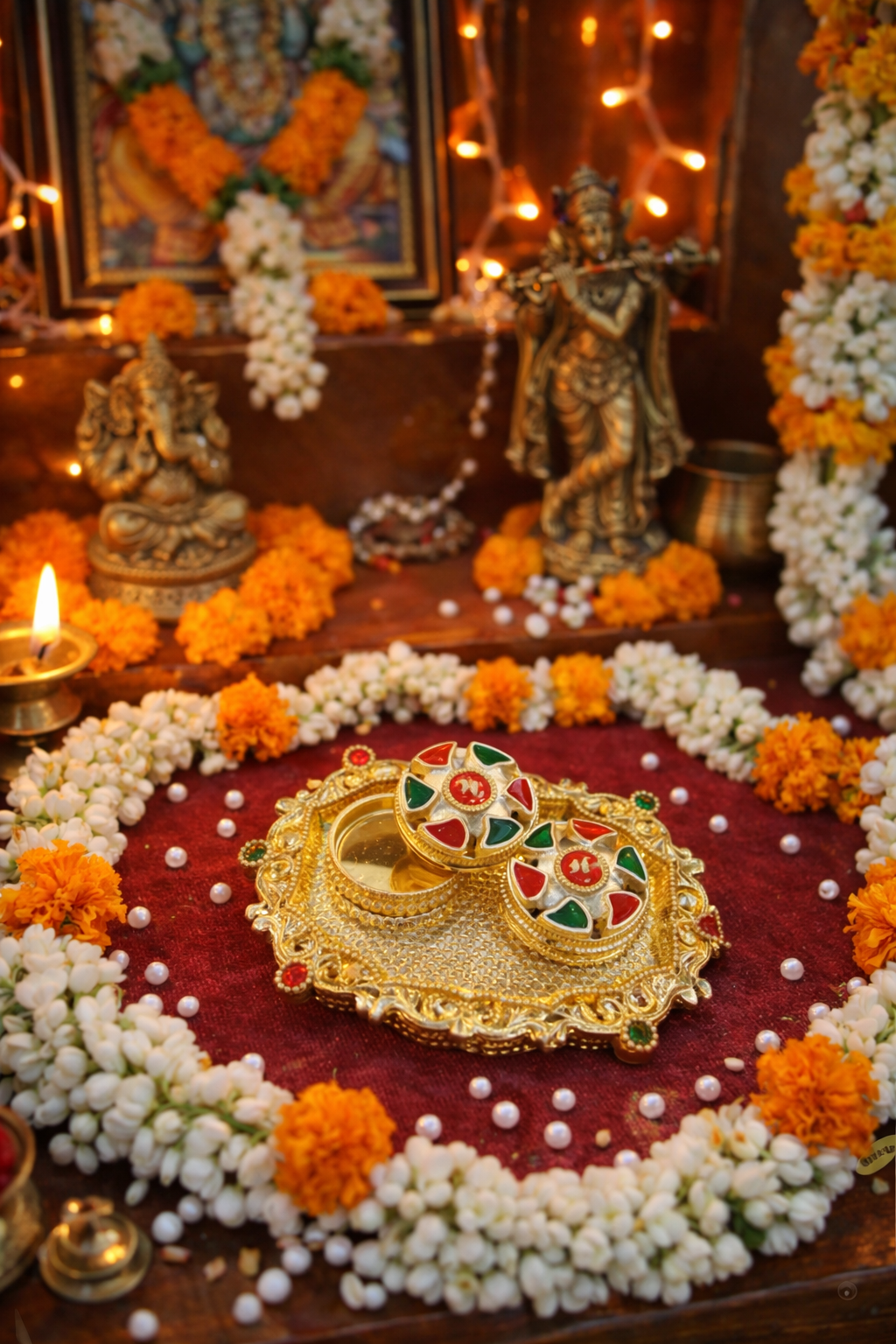 Nutts Traditional Decorative Pooja Thali for Daily Worship Festival Rituals Temple Home Mandir Spiritual Ceremonies Elegant Handmade(Pack Of 1) (PoojaP41)