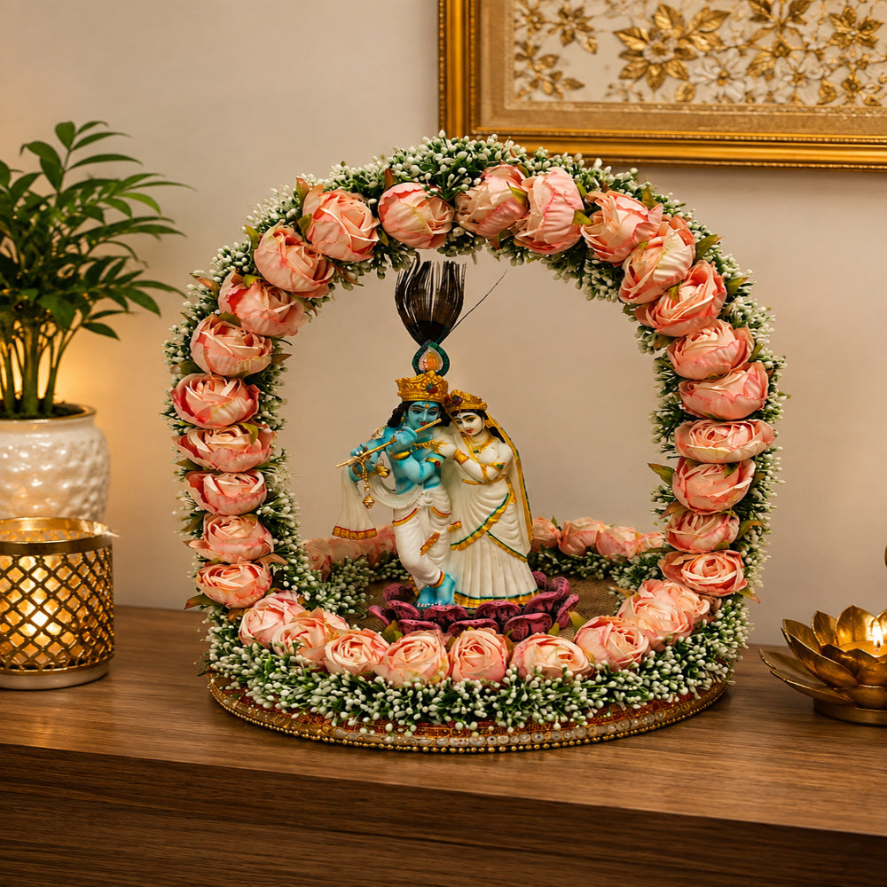 Nutts Royal Wooden God Singhasan Decorative Pooja Mandir Throne Sacred Idol Seat Traditional Temple Home Festival Worship Display Elegant Design (Singhasan35)
