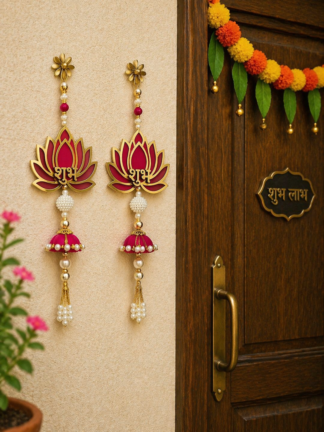 Nutts Lotus Hanging Artistic Decorative Piece Enhances Interior Walls With Unique Lotus Design Perfect For Modern Homes