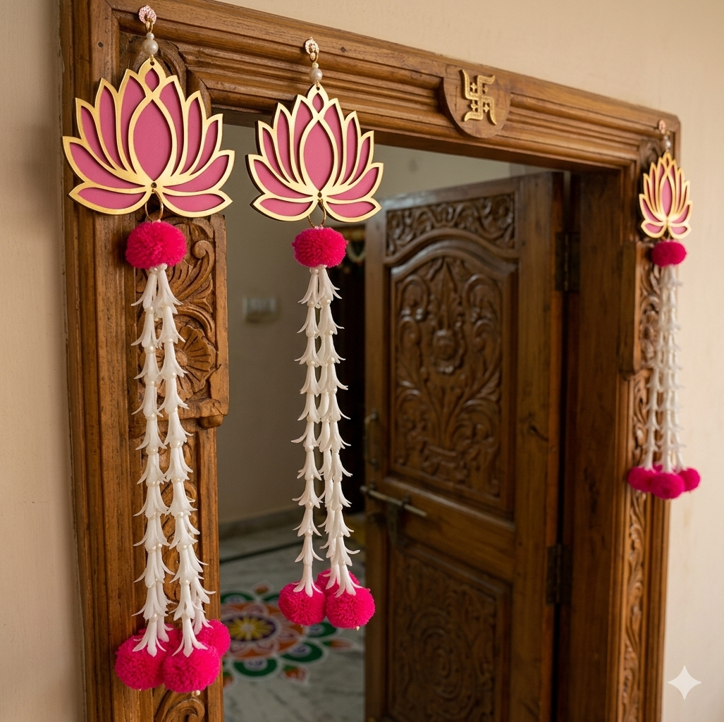 Nutts Lotus Hanging Ideal For Temple Wall Decor Adds Spiritual Touch Perfect For Mandir And Pooja Room