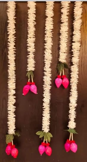 Nutts Handmade Decorative Paper Gajra Hanging | Traditional Designer White Paper Gajra Toran Hanging for Home Wedding Pooja Decoration (PAPERG117)