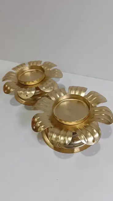 Decorative Metal T-Light Candle Holder Set for Festive Decor | Home Decor | Wedding and Any Special Ocassion| (MATEL7) (Pack of 2)
