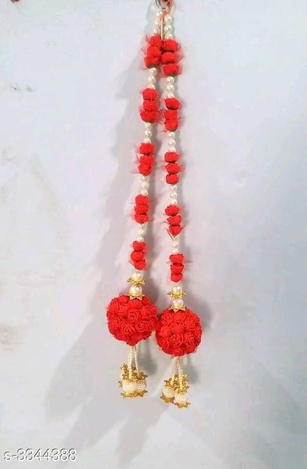 Mini Rose Flower & Anguri Moti, White Beads Latkan Hanging, for Diwali Decoration, Home Decoration and All Festival Decor (Maroon)
