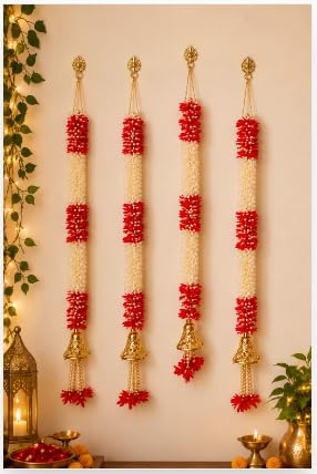 Nutts Handmade Decorative Multicolour Hanging | Traditional Lotus Hanging | Mogra Paper Gajra Hangng (MOGRAH66)