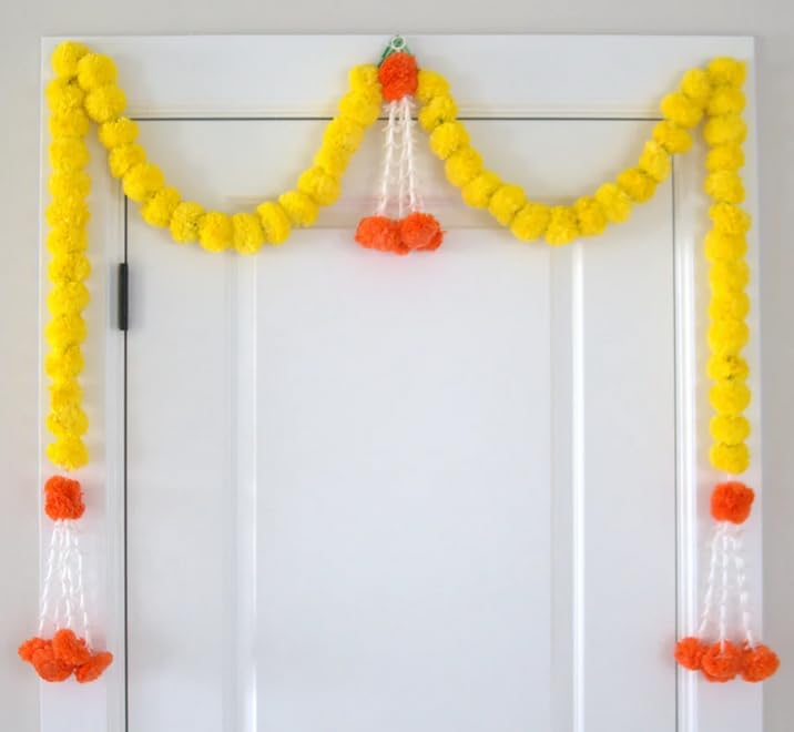 Sellplus Handmade Genda Rajnigandha Bandhanwar Traditional Floral Door Hanging for Home Temple Wedding Festival Entrance Decoration Reusable Decorative Toran (BDHW92)