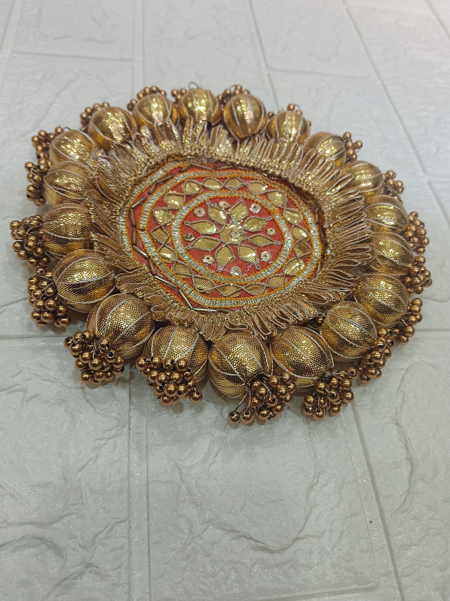 Nutts Decorative Traditional Pooja Thali Elegant Festival Prayer Plate for Home Temple Daily Worship Religious Rituals Festive Decoration (PoojaP03-1)