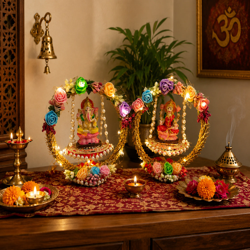 Nutts Royal Wooden God Singhasan Decorative Pooja Mandir Throne Sacred Idol Seat Traditional Temple Home Festival Worship Display Elegant Design (Singhasan50)