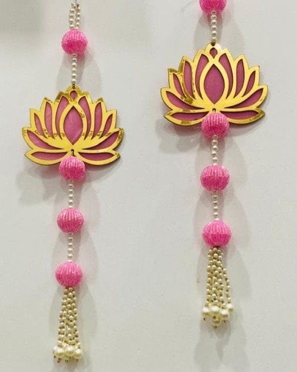 Nutts Handmade Decorative Multicolour Traditional Lotus Shinning Ball Beads Tessel Hanging for Decoration | Lotus Hanging for Diwali and Festive Decoration (Lotus 153)