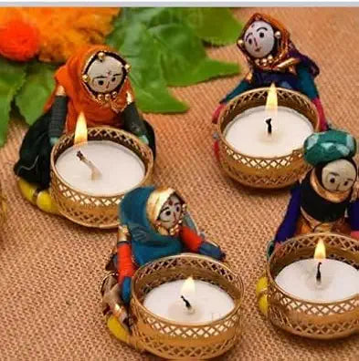 Handmade Decorative Mat T-Light Holder Set for Decoration | Festive Decoration | Wedding and Any Special Ocaasion | Home & Office Decor (Pack of 4) (Design14)(Tealight-335)