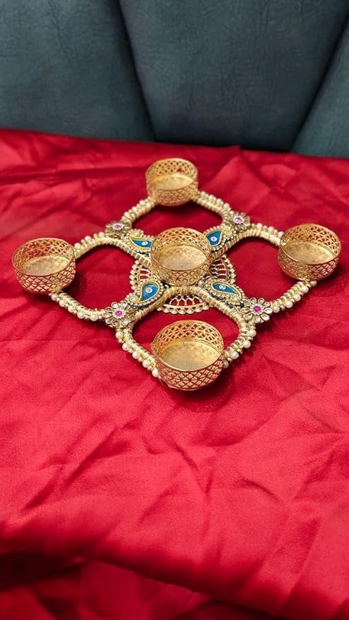 SellPlus Handmade Decorative Moti Chudi Booti Tlight for Decoration | Tlight for Diwali | Decoration for Home (Pack of 1) (Tealight-337)