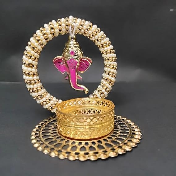 SellPlus Handmade Decorative Moti Chudi Ganesh Ji Tlight for Decoration | Tlight for Diwali | Decoration for Home (Pack of 2) (Tealight-312)
