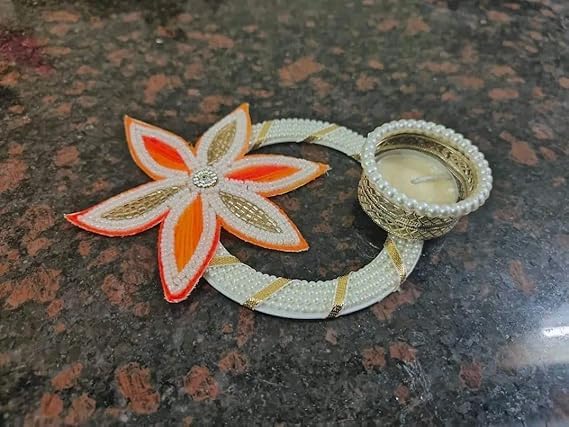 SellPlus Handmade Decorative Moti Chudi Lotus Tlight for Decoration | Tlight for Diwali | Decoration for Home (Pack of 2) (Tealight-305)