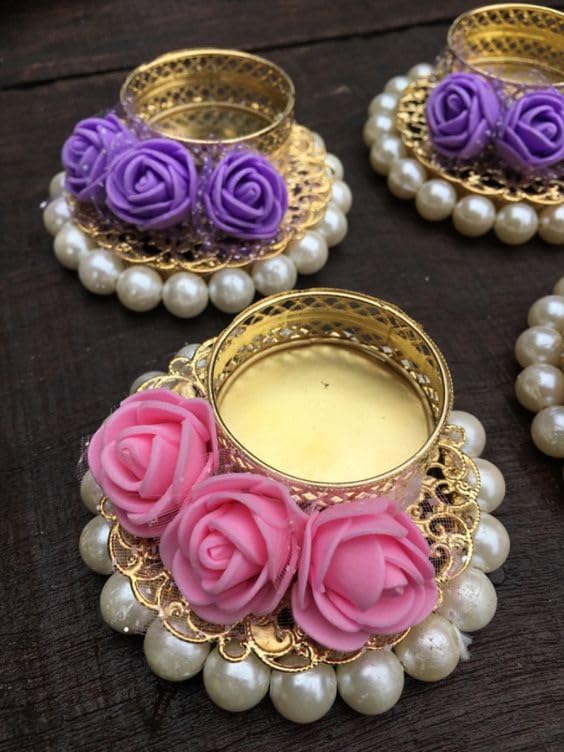 Sellplus Elegant Decorative Tealight Holder for Festival Pooja Home Decoration Wedding Living Room Mandir Decor Candle Holder(Pack of 2) (Tealight-251)