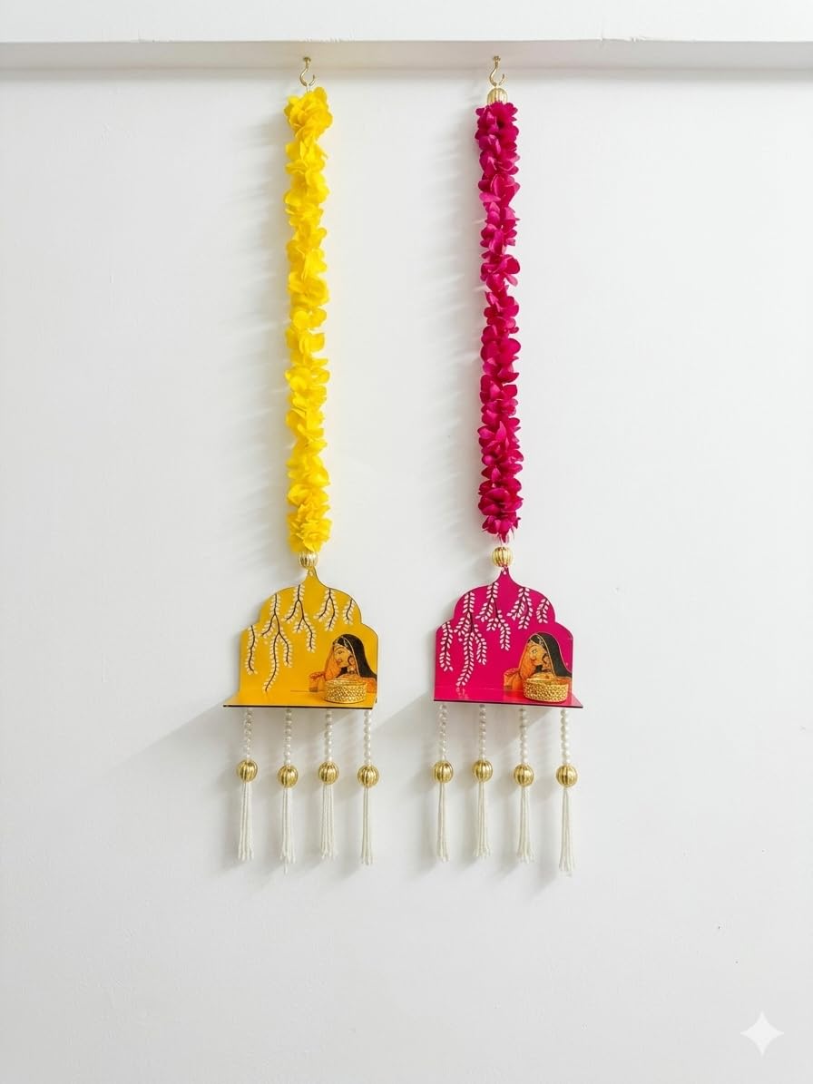 Nutts Handmade Decorative Paper Gajra Hanging | Flower Hanging for Home and Office Decor | Mogra Toran for Decoration (PAPERG30)