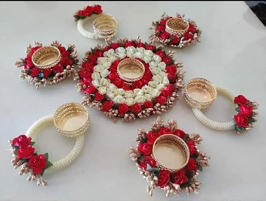 Handcrafted Decorative Rangoli T-Light Holder Set | Diwali Diya Set | Home Decor | Rangoli Tlight Holder Set for Decoration (Rang60)
