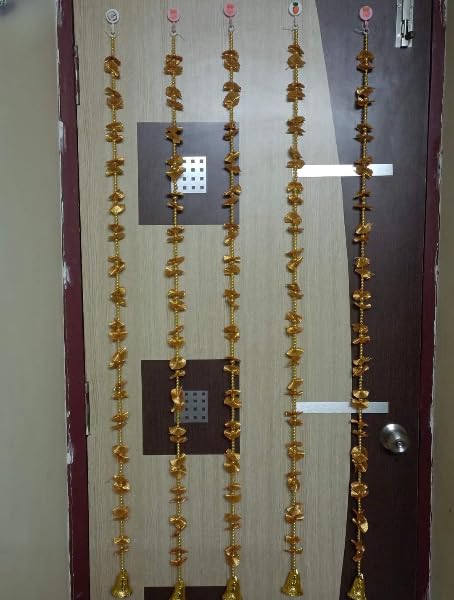 Nutts Handmade Decorative Golden Gota Chakri Hanging | Traditional Bell Toran for Festival Door Decor Pack of 4 (PMPMT144)