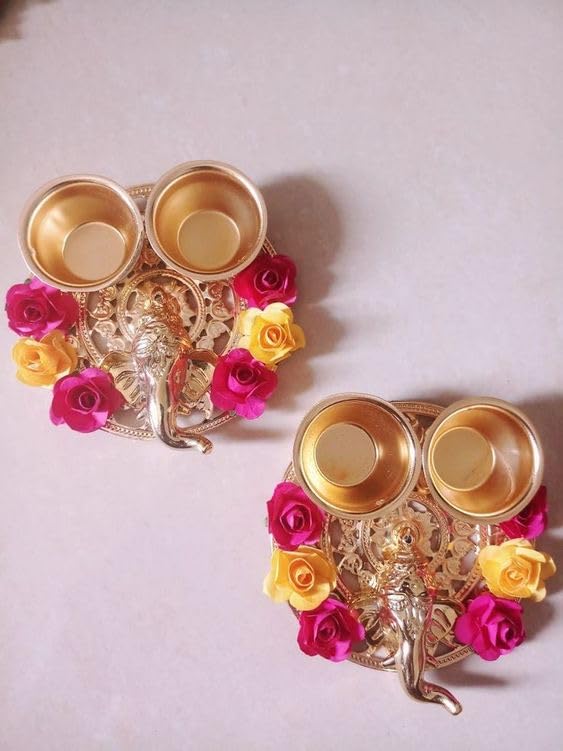 Sellplus Elegant Decorative Tealight Holder Festival Home Decor Mandir Table Centerpiece Wedding Diwali Candle Stand(Pack of 4) (Tealight-142)