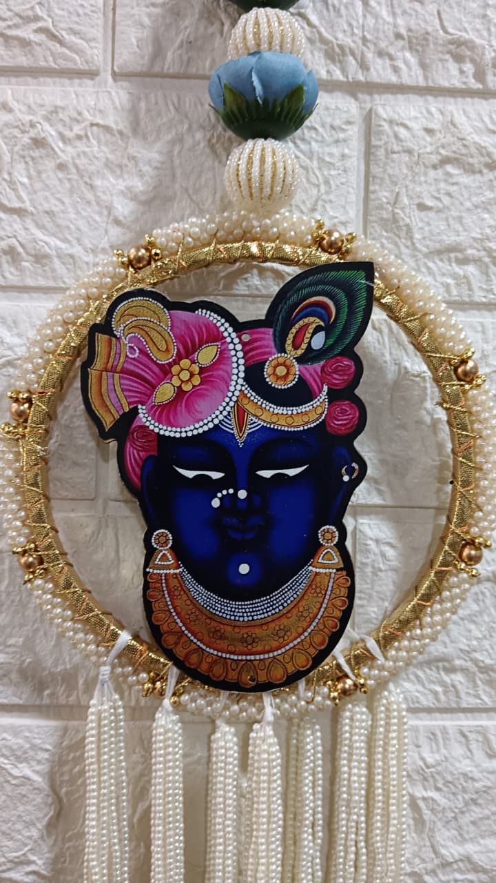 Nutts Traditional Decorative Shrinath Ji Chudi Latkan Wall Hanging | Wall Hanging for Main Door | Garland Perfect for Home Decor | Enhance Your Space with Graceful Touches Pack of 2 (SMALL165)