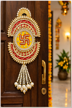 Nutts Decorative Satiya Patra Latkan Wall Hanging | Home Decor & Gifting | Handmade Toran Door Hanging | Hanging for Main Door (Pack of 2)