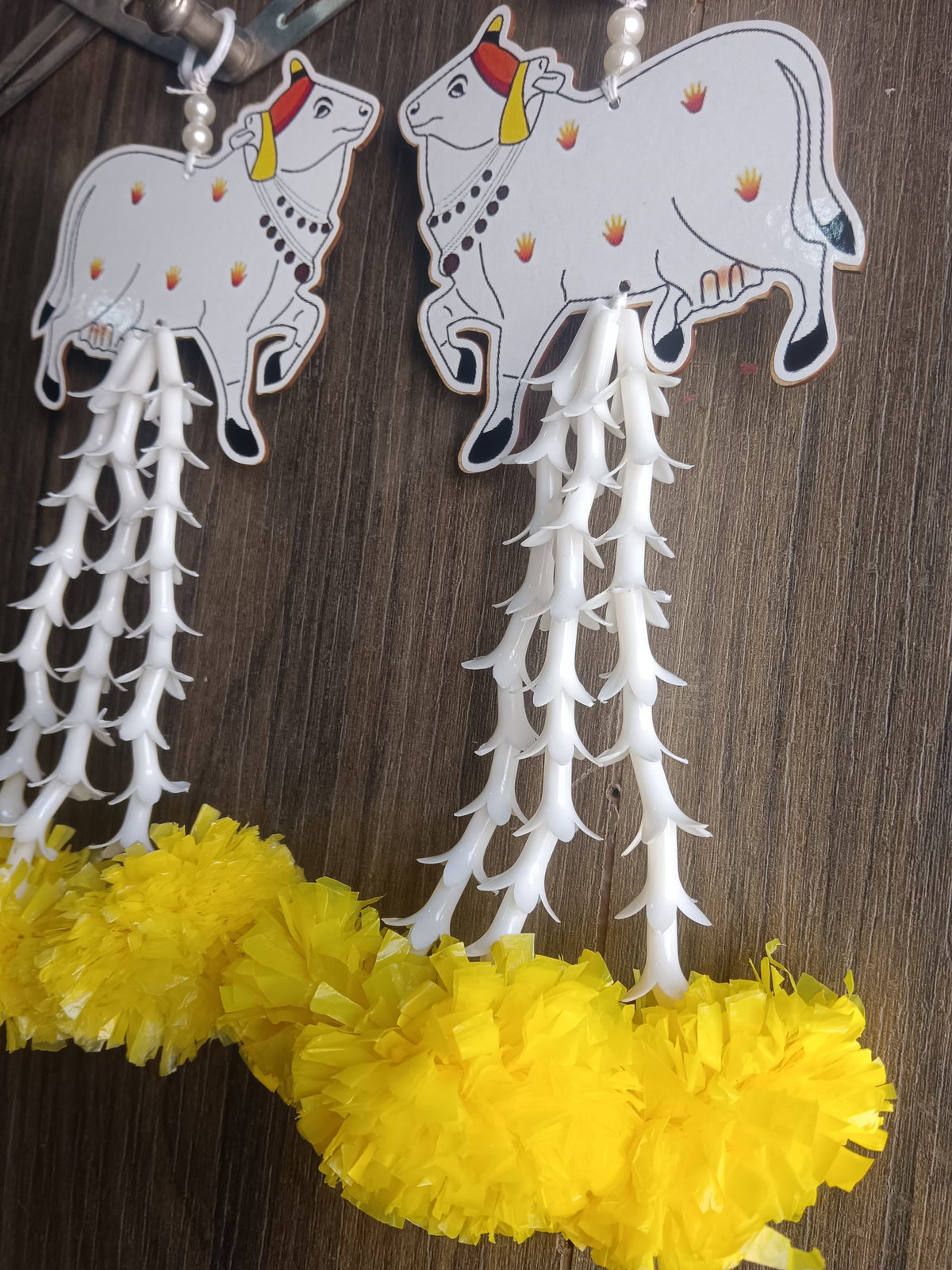 Nutts Handmade MDF Cow Design Wall Hanging Decorative | Traditional for Home Temple Door Hanging Decor Pack of 2 (SMALL86)