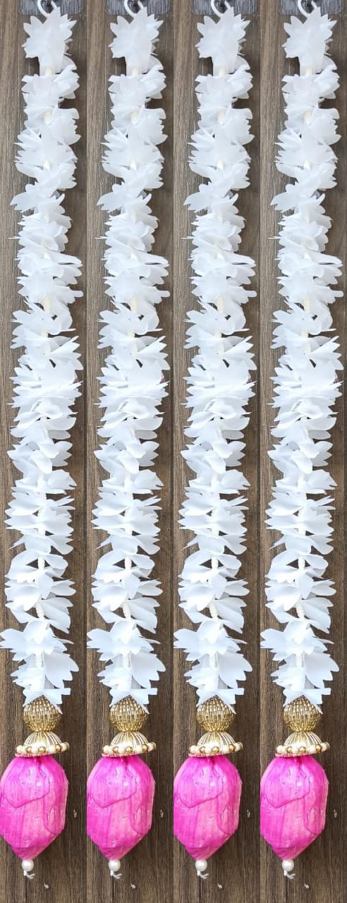Nutts Handmade Decorative White Paper Gajra Hanging | Traditional Floral Hanging for Home Entrance Hanging Decorations (PAPERG66)