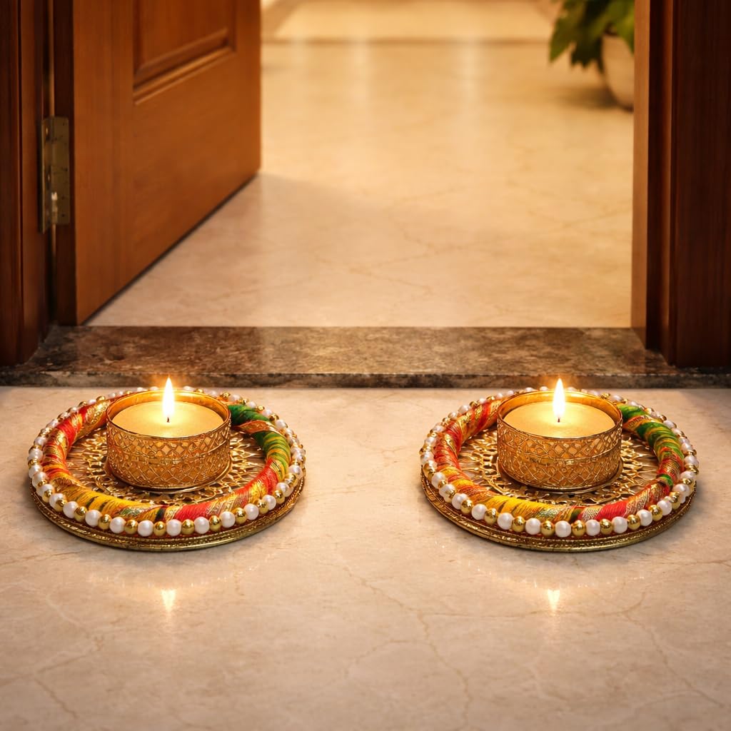 Sellplus Decorative Moti Chudi Tealight Holder | Decoration for Home | Office | Diwali | Pooja | Diwali & All Special Festival Decor (Design 3) (Pack of 6) (Tealight-170)