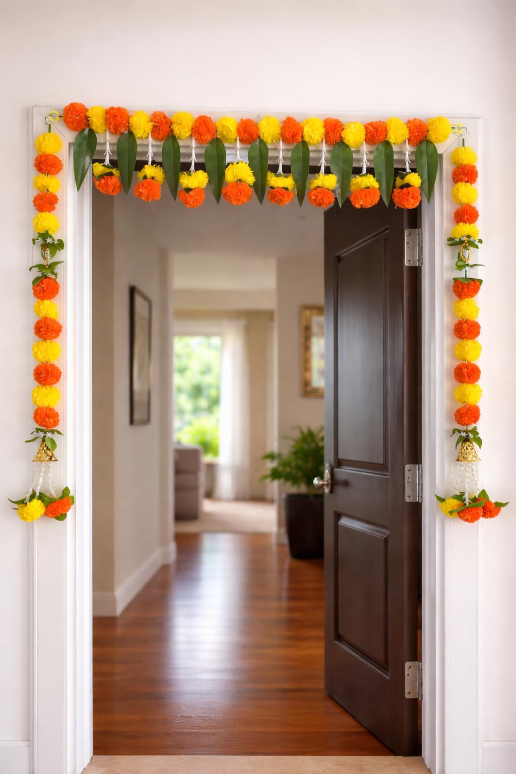 Sellplus Handmade Bandhanwar Decorations | Handmade Floral Bandhanwar Toran with Latkan for Main Door Pooja Decoration (Pack of 1) (BDHW329)
