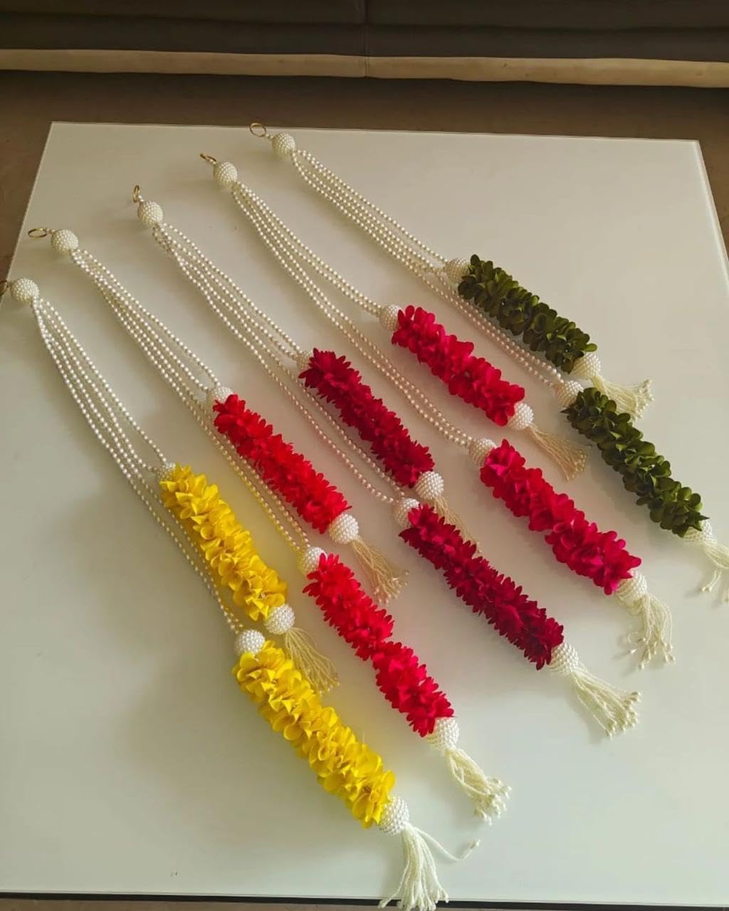 Nutts Handmade Decorative Paper Gajra Hanging | Traditional Floral Paper Gajra Hanging for Door Wall Mandir Festival Home Entrance Hanging Decorations Pack of 2 (PAPERG77)