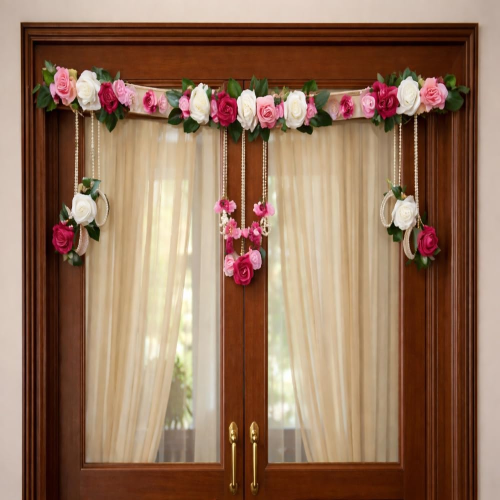 Sellplus Handmade Decorative Artificial Flower Bandhanwar | Traditional Florel Bandhanwar for Main Door Entrance and Welcoming Area (Pack of 1) (BDHW110)