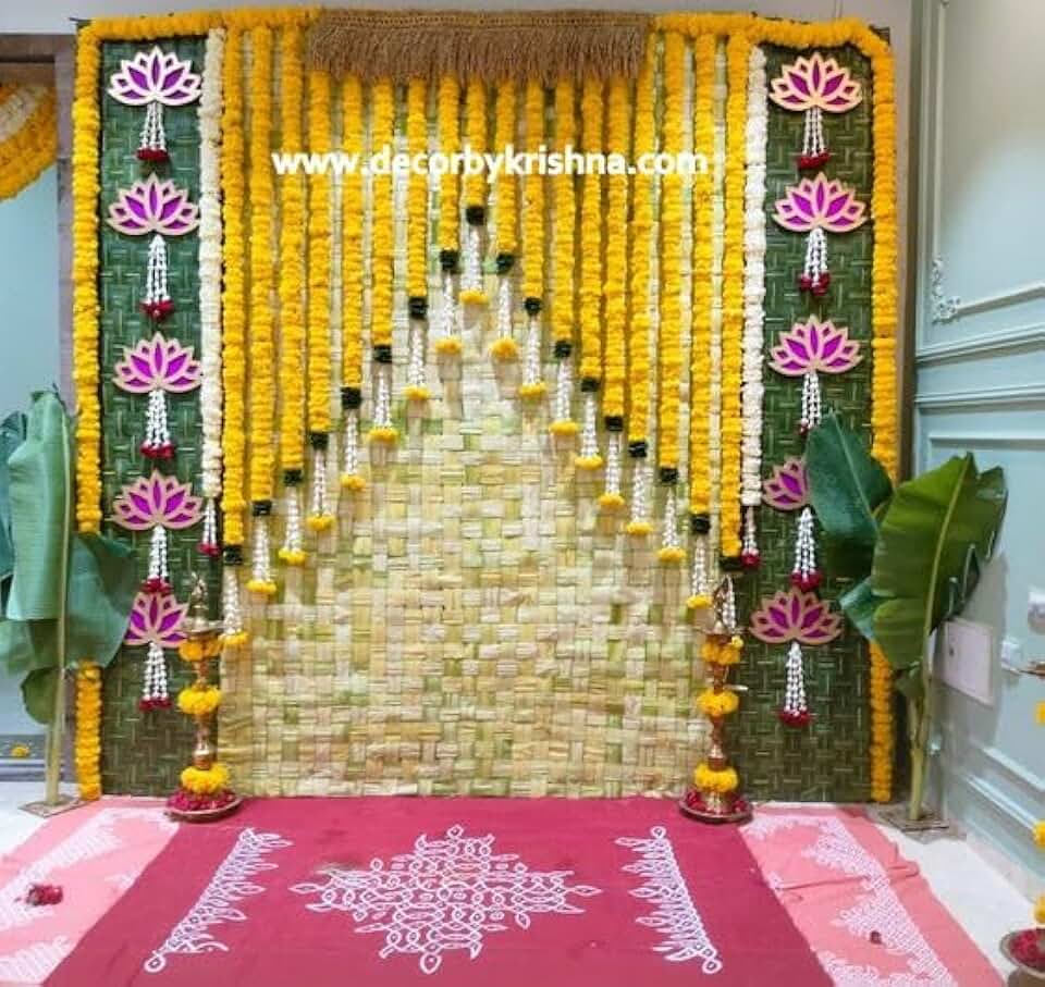 Backdrop Setup For Mehndi, Marrige, Pooja, Ganpati, All Festivals/House Hold Functions/Haldi Function & Any Traditional Ceremonies (Set 94, 15 Cm)