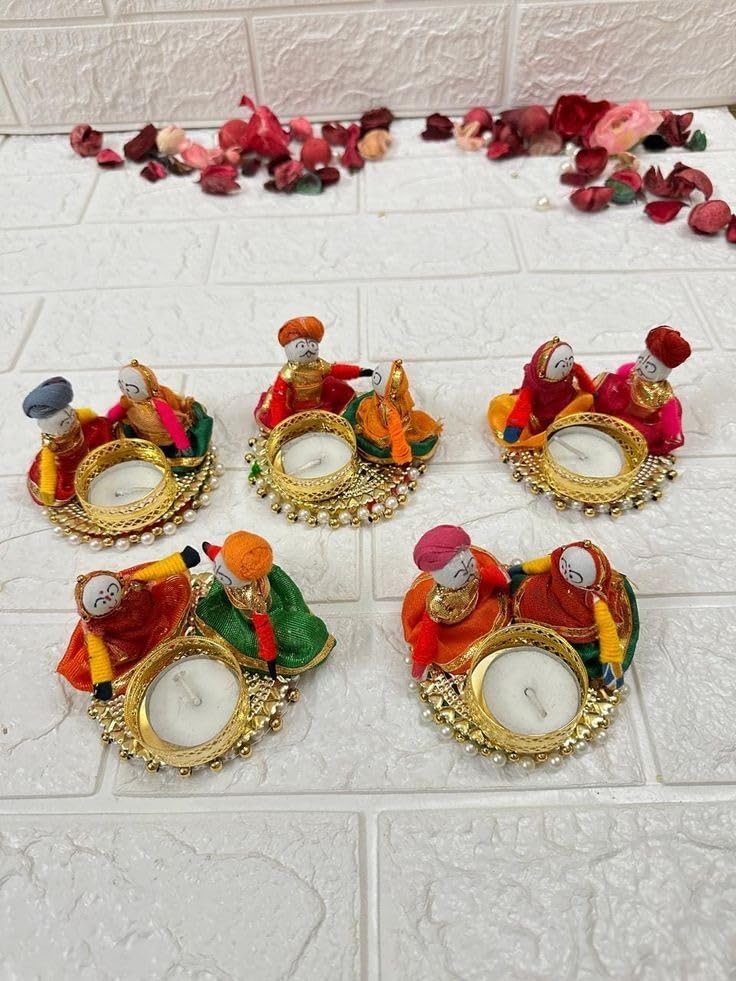Sellplus Decorative Puppet Tealight Holder | Decoration for Home | Office | Diwali | Pooja | Diwali & All Special Festival Decor (Tealight-134) (Pack of 2)