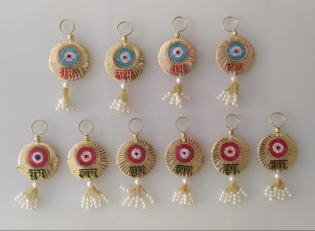 Nutts Handmade Multicolour Decorative Evil Eye Shubh-Labh Hanging Evil Eye Hanging for Decoration Toran for Home and Festive Decor (EvilEyeH-37)