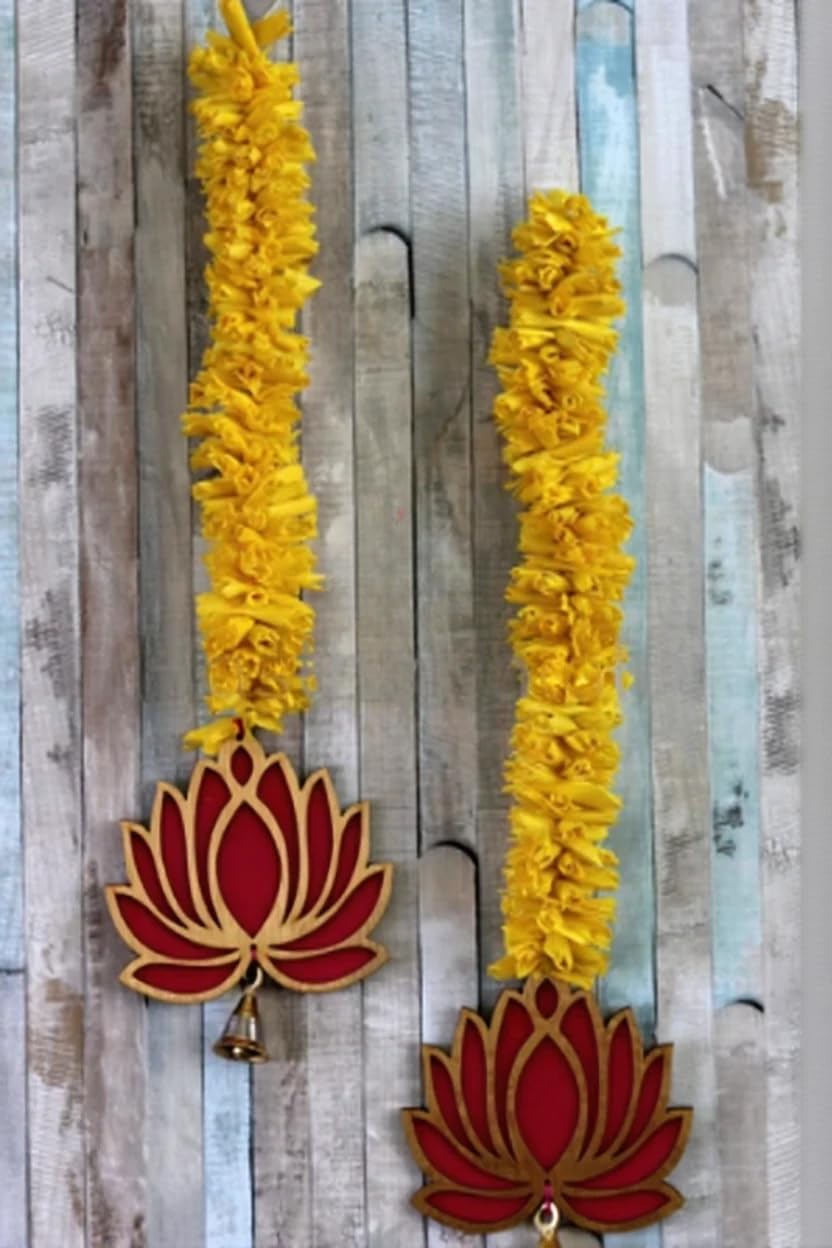 Nutts Handmade Decorative Paper Gajra Hanging | Traditional Designer White Paper Gajra Toran Hanging for Home Wedding Pooja Decoration Pack of 2 (PAPERG115)