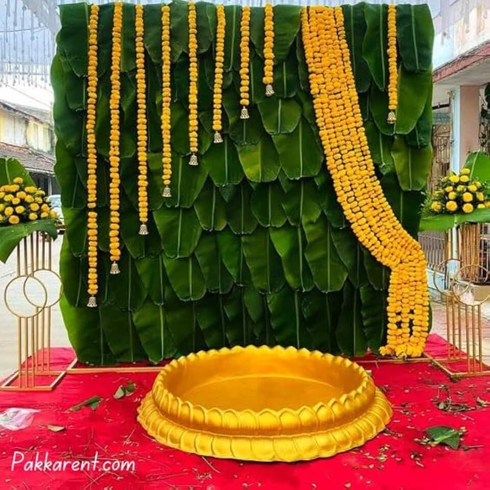Backdrop Setup for Mehndi, Marrige, Pooja, ganpati,All Festivals/House Hold Functions/Haldi Function & Any Traditional Ceremonies (Set 75)