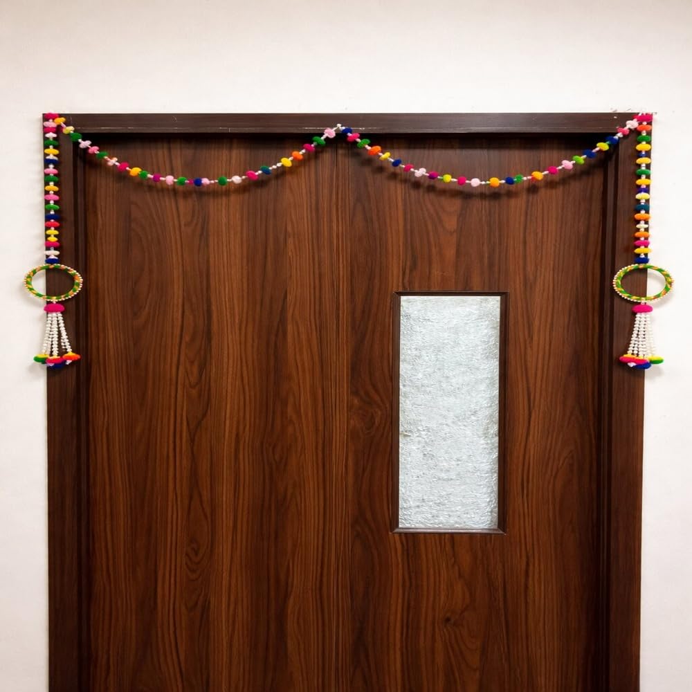 Sellplus Handmade Decorative Bandhanwar Toran Hanging Traditional Door Entrance Festival Home Decor Pooja Mandir Diwali Wedding Floral Beaded Elegant Craftsmanship Decor (BDHW128)