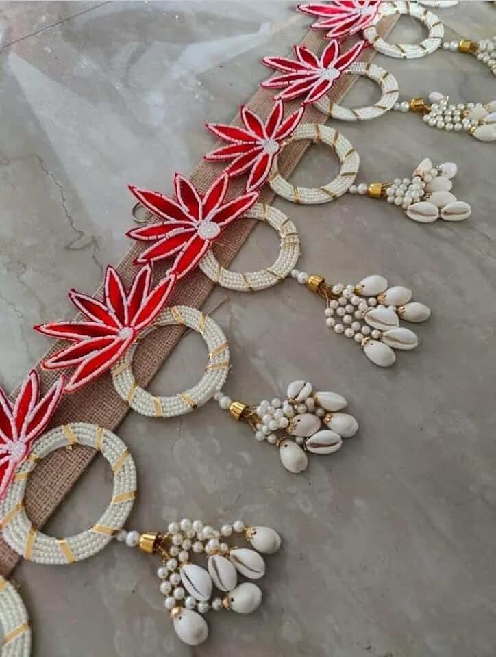 Lotus with Moti Chudi Bandhanwar for | Festival Decoration | Diwali,Janmastami Decoration | Wedding Decor Enhance Your Space with Graceful Touches(BDHW261)