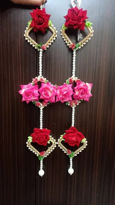 Nutts Handmade Artificial Rose Flower Door Hanging | Traditional Design for Home Decorative Hanging Pack of 2 (SMALL61)