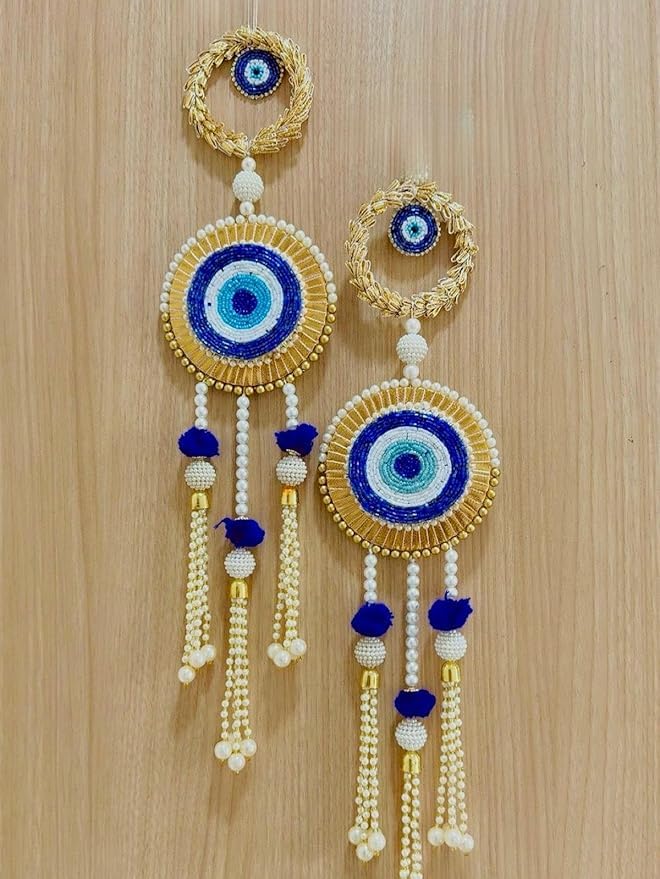 Nutts Decorative Handmade Multicolour Evil Eye Hanging for Decoration | Haging for Home and Office Decor | Diwali and Festive Decor Hangings (EvilEyeH-35)