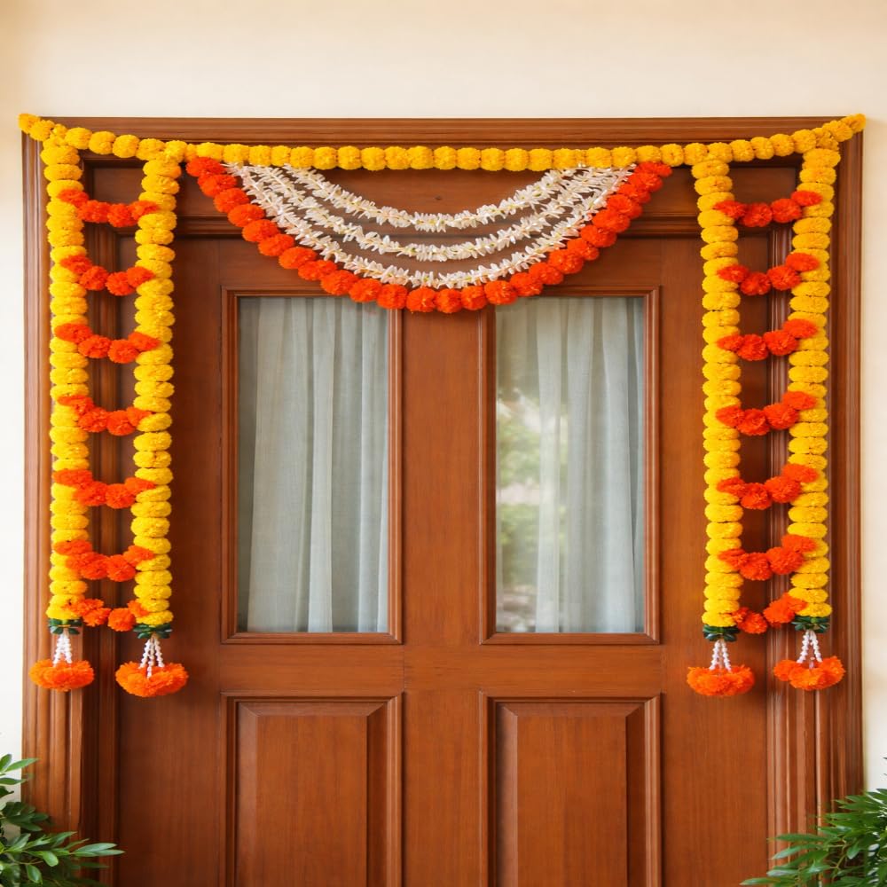 Sellplus Traditional Handmade Genda Bandhanwar Door Hanging Festival Decoration Toran for Home Temple Entrance Wedding Diwali Pooja Decorative (BDHW133)