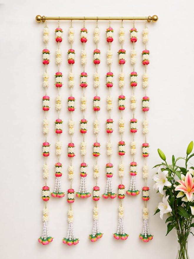 Nutts Handmade Decorative Multicolour Hanging | Traditional Lotus Hanging | Mogra Paper Gajra Hangng (MOGRAH63)