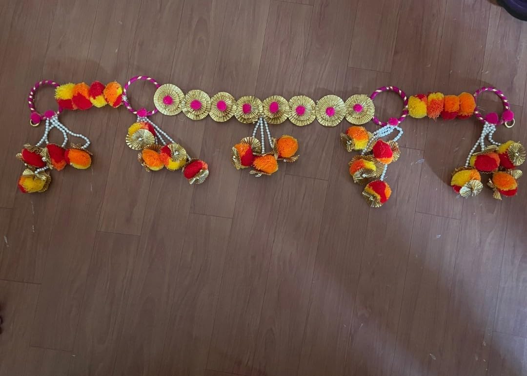Sellplus Handmade Bandhanwar Decorative | Traditional Handmade Bandhanwar Door Hanging with Beads | Tassels for Home Temple Decor (Pack of 1) (BDHW517)