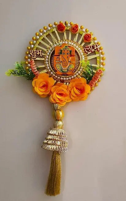 Shubh Labh (Ganesh ji) Hanging, Designer Ganesh ji Shubh Labh Wall & Door Hanging for Diwali Decoration, Home Decoration and Events Occassions (Pack of 2)